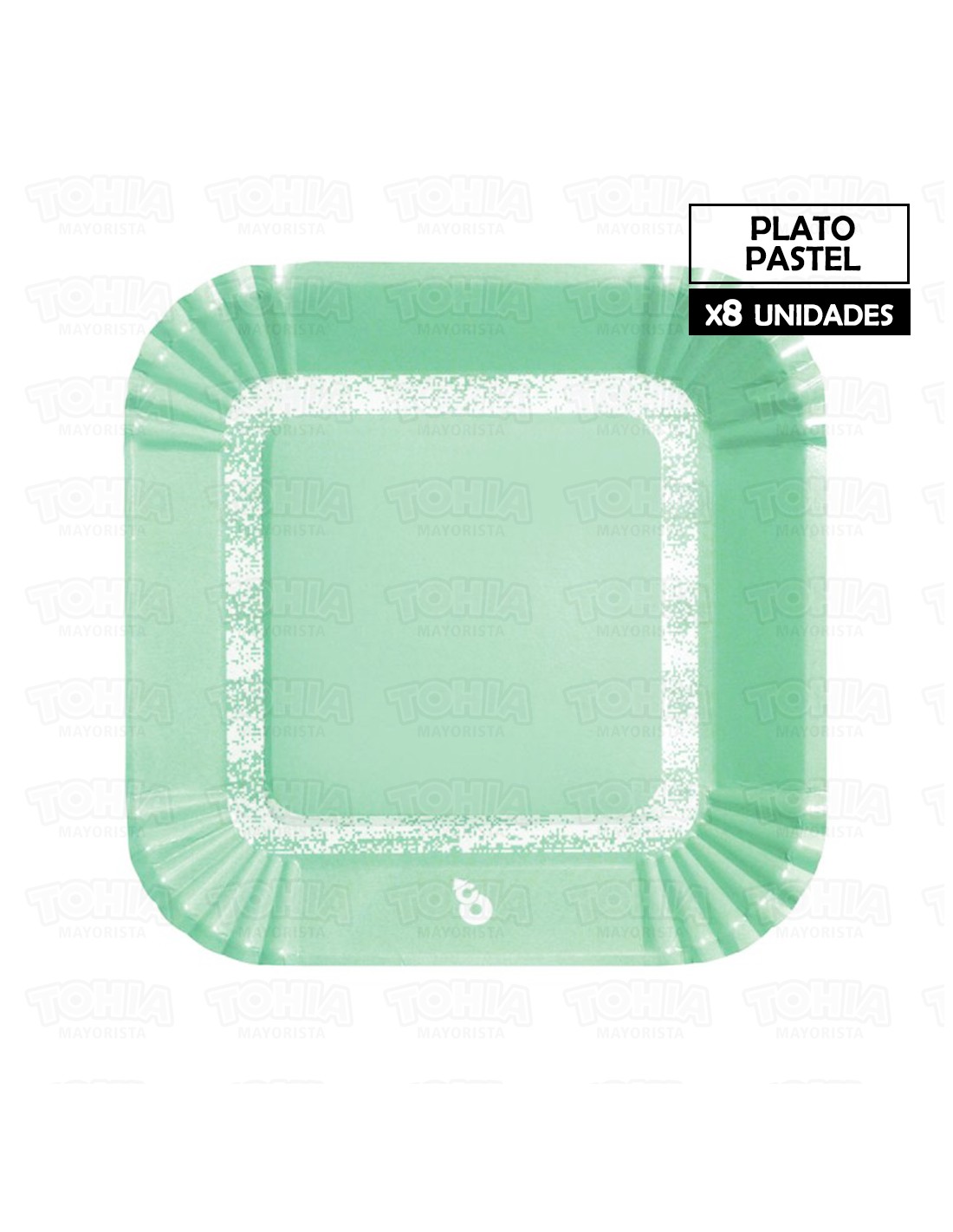 Plato Cuadrado Chico Full Color X8 Pastel Verde